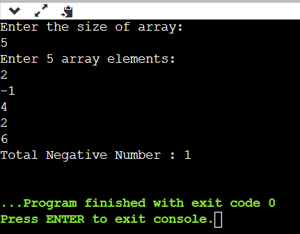 Java Program to count negative number in an array