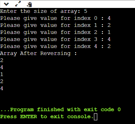 java program to reverse array without temp variable