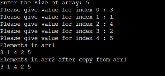 java program to copy one array to another